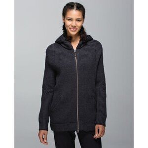 Lululemon Sweat-Er Once A Day Jacket Heathered Black Gray Sweater Knit Medium